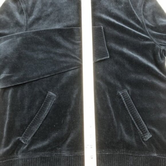 Lauren Ralph Lauren Womens Medium Black Full Zip Up Velour Knit Hooded Jacket - Picture 7 of 11